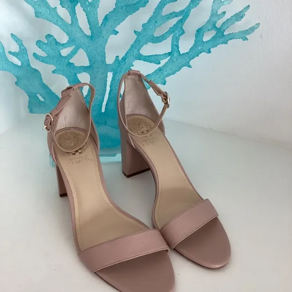 Vince Camuto Sandals Blush pink high heel ankle strap Leathers Shoes Sz 8.5M/ 39