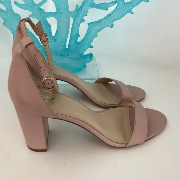 Vince Camuto Sandals Blush pink high heel ankle strap Leathers Shoes Sz 8.5M/ 39