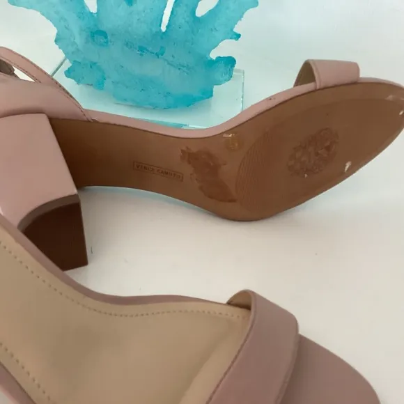 Vince Camuto Sandals Blush pink high heel ankle strap Leathers Shoes Sz 8.5M/ 39