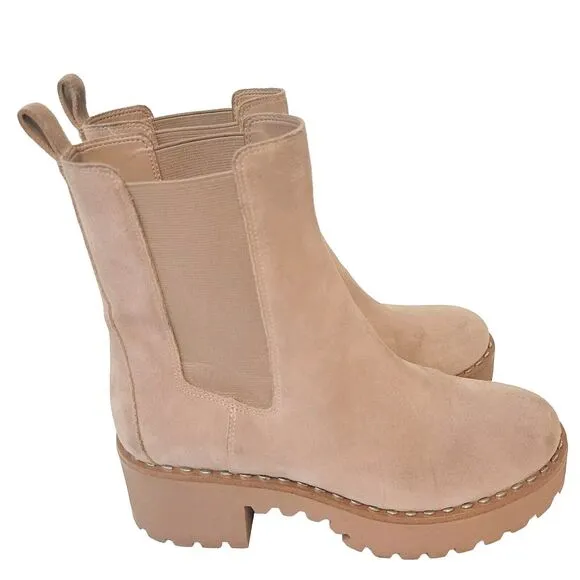 Vince Camuto Suede Leather Chelsea Lug Malva Pink Boots Size 9M