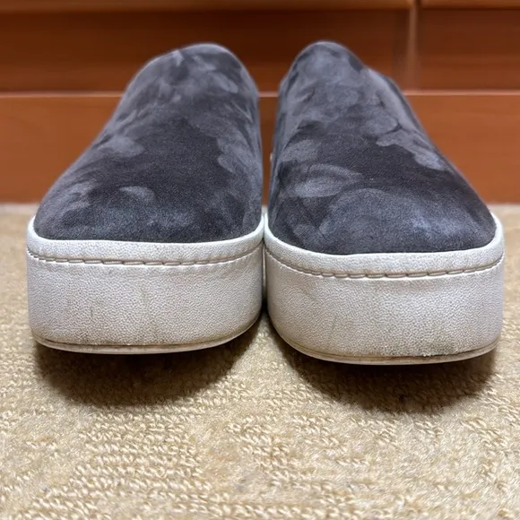 Vince Charcoal Grey Suede Warren Platform Slip On Sneakers, Size 8.5