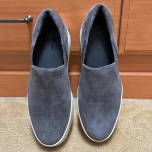Vince Charcoal Grey Suede Warren Platform Slip On Sneakers, Size 8.5