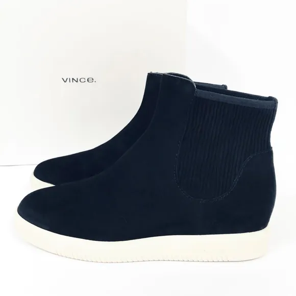 Vince High-Top Black Suede Leather Sneakers