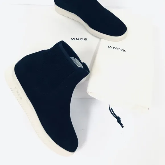 Vince High-Top Black Suede Leather Sneakers