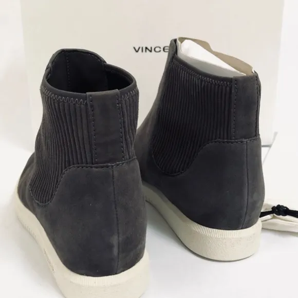 Vince High-Top Gray Suede Leather Sneakers