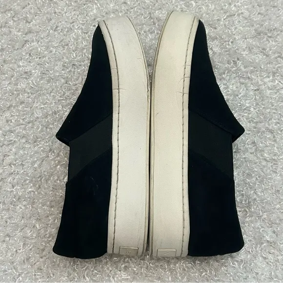 Vince Ladies Size 6 1/2 Black Suede Slip On Sneakers