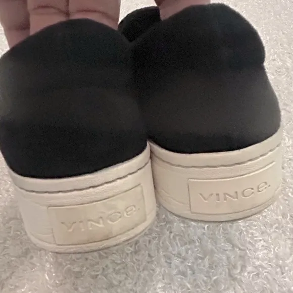 Vince Ladies Size 6 1/2 Black Suede Slip On Sneakers