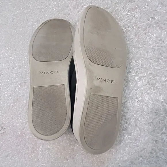 Vince Ladies Size 6 1/2 Black Suede Slip On Sneakers