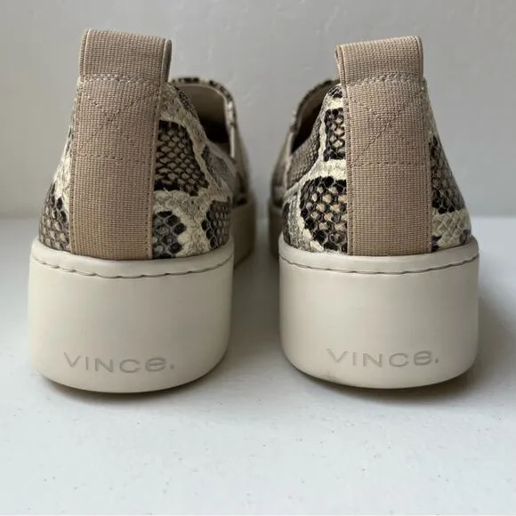 Vince Saxon 2 Snake Embossed Leather Platform Sneakers Slip-On Reptile Size 9.5