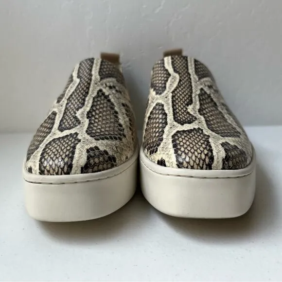 Vince Saxon 2 Snake Embossed Leather Platform Sneakers Slip-On Reptile Size 9.5