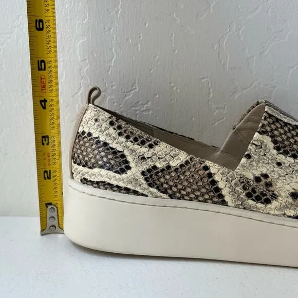 Vince Saxon 2 Snake Embossed Leather Platform Sneakers Slip-On Reptile Size 9.5