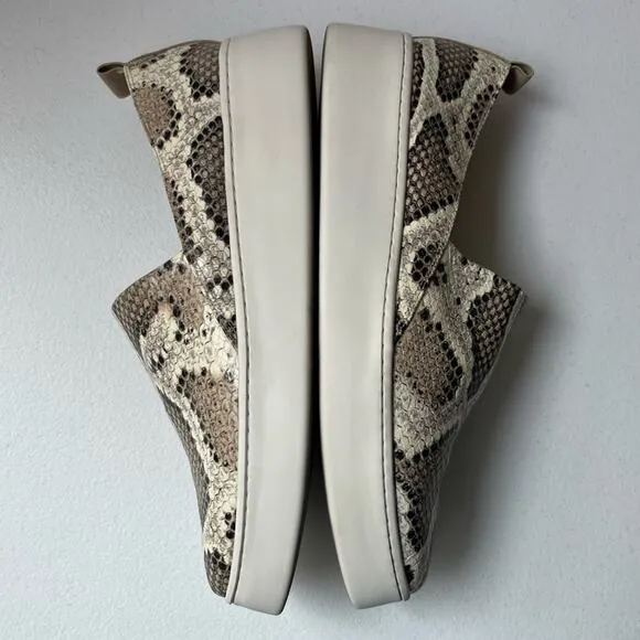 Vince Saxon 2 Snake Embossed Leather Platform Sneakers Slip-On Reptile Size 9.5