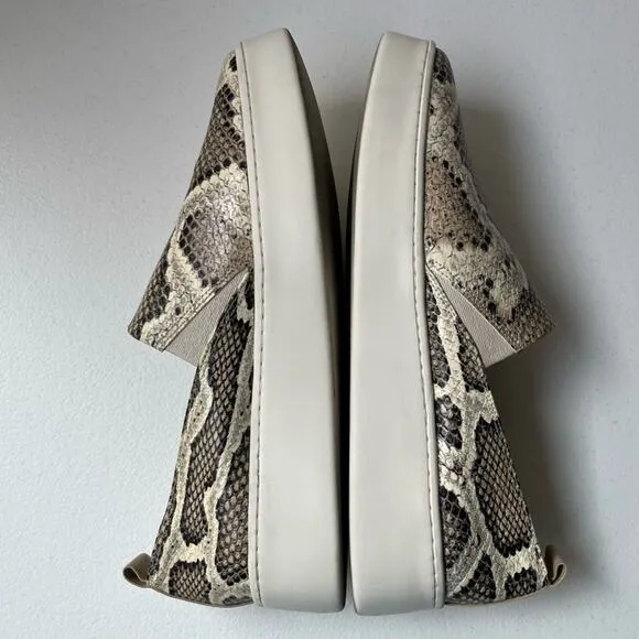 Vince Saxon 2 Snake Embossed Leather Platform Sneakers Slip-On Reptile Size 9.5
