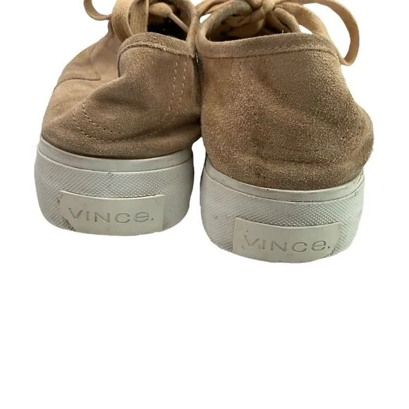 Vince Tan Suede Platform Low Top Sneakers Size 8.5