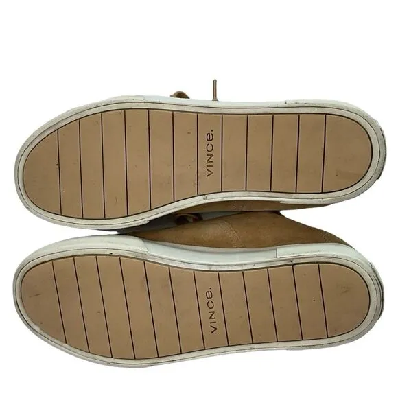 Vince Tan Suede Platform Low Top Sneakers Size 8.5