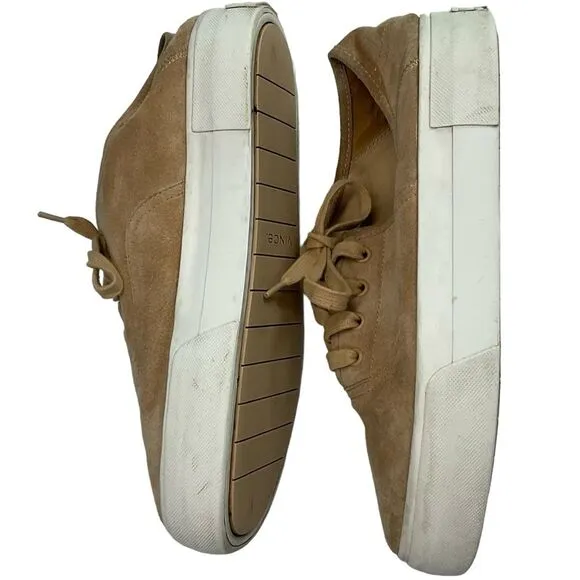 Vince Tan Suede Platform Low Top Sneakers Size 8.5