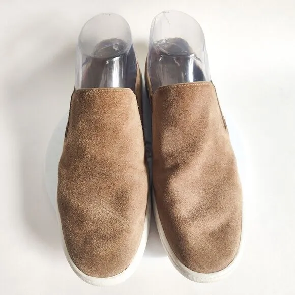 Vince Verrell Slip on Beige Taupe Suede Sneakers Mules Shoes Women's Size 7.5