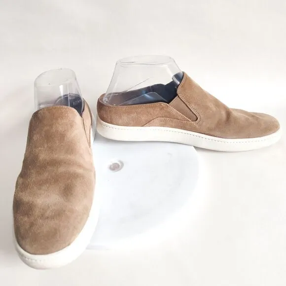 Vince Verrell Slip on Beige Taupe Suede Sneakers Mules Shoes Women's Size 7.5