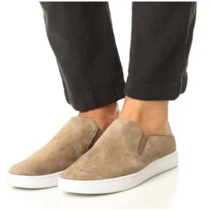 Vince Verrell Slip on Beige Taupe Suede Sneakers Mules Shoes Women's Size 7.5