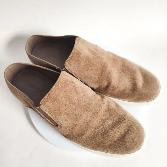 Vince Verrell Slip on Beige Taupe Suede Sneakers Mules Shoes Women's Size 7.5