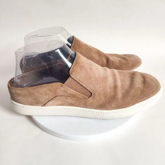 Vince Verrell Slip on Beige Taupe Suede Sneakers Mules Shoes Women's Size 7.5