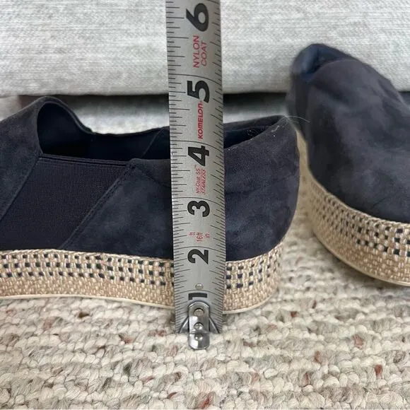 Vince Wilden Coastal Navy Blue Suede Espadrille Platform Slip On Shoes