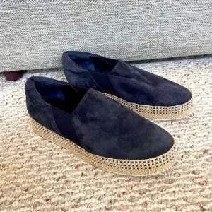 Vince Wilden Coastal Navy Blue Suede Espadrille Platform Slip On Shoes
