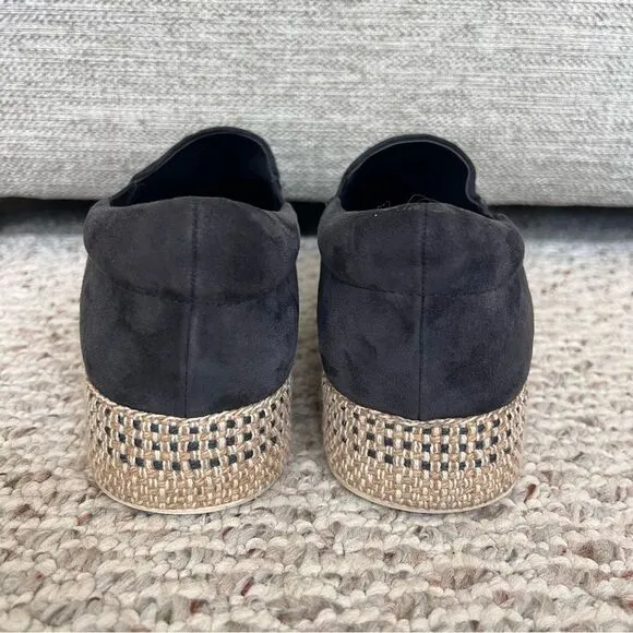 Vince Wilden Coastal Navy Blue Suede Espadrille Platform Slip On Shoes