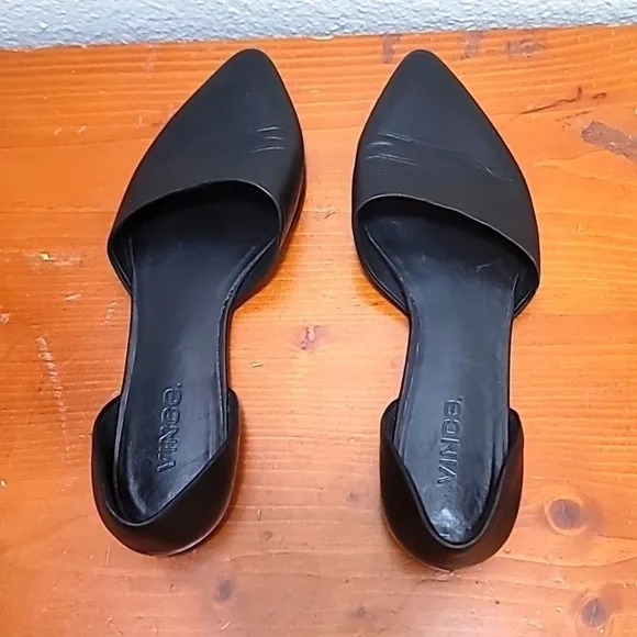 VINCE WOMEN'S D' ORSEY POINT TOE SHOES SLIP ON LOAFERS BLACK LEATHER SIZE 7