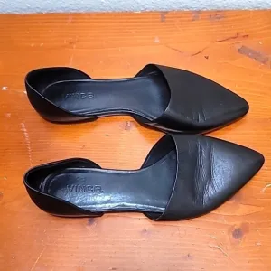 VINCE WOMEN'S D' ORSEY POINT TOE SHOES SLIP ON LOAFERS BLACK LEATHER SIZE 7