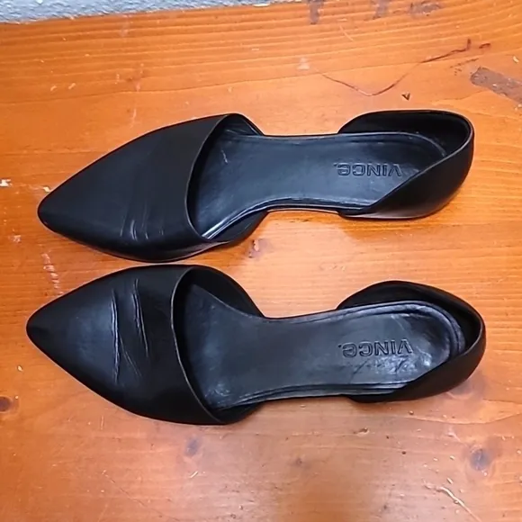 VINCE WOMEN'S D' ORSEY POINT TOE SHOES SLIP ON LOAFERS BLACK LEATHER SIZE 7