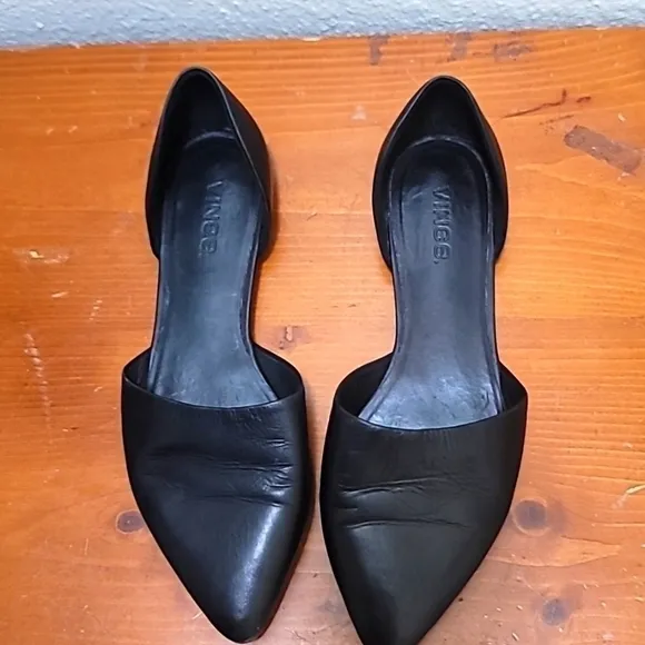 VINCE WOMEN'S D' ORSEY POINT TOE SHOES SLIP ON LOAFERS BLACK LEATHER SIZE 7