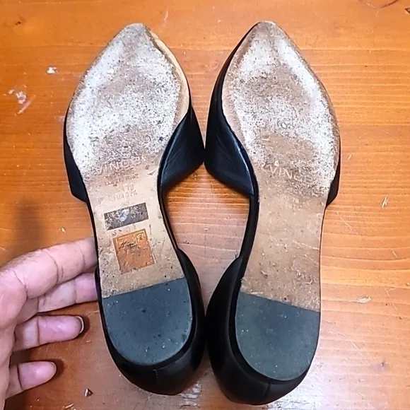 VINCE WOMEN'S D' ORSEY POINT TOE SHOES SLIP ON LOAFERS BLACK LEATHER SIZE 7