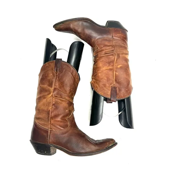 Vintage 1990s women’s brown leather western style slouchy cowboy boots