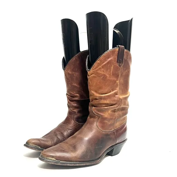 Vintage 1990s women’s brown leather western style slouchy cowboy boots