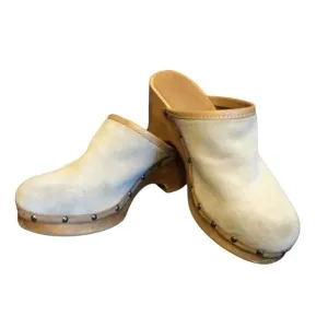 Vintage 90s Candies Women's Suede Leather Wooden Clogs Slip on Shoes Studded