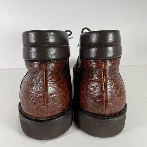 VINTAGE Allen Edmonds ALPINE Men’s 9 C Brown Embossed Lace Up Ankle Boot Vibram