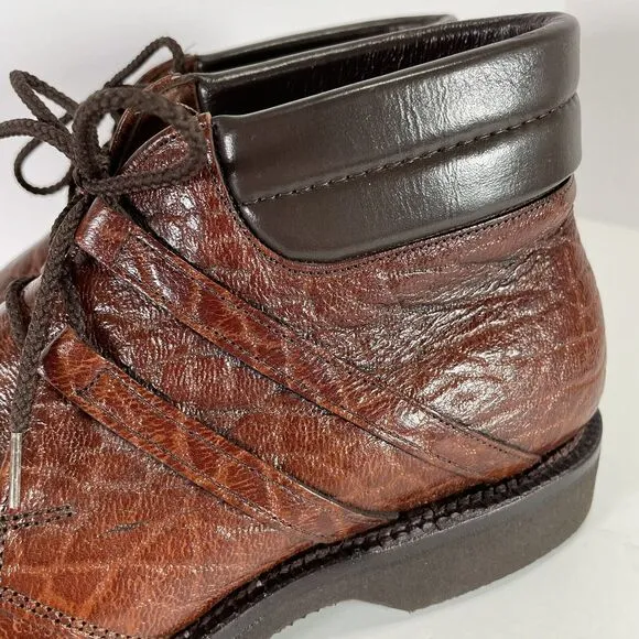 VINTAGE Allen Edmonds ALPINE Men’s 9 C Brown Embossed Lace Up Ankle Boot Vibram