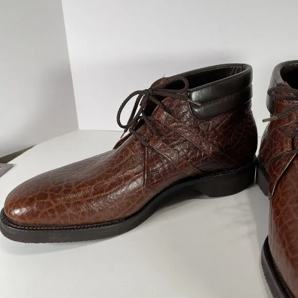 VINTAGE Allen Edmonds ALPINE Men’s 9 C Brown Embossed Lace Up Ankle Boot Vibram