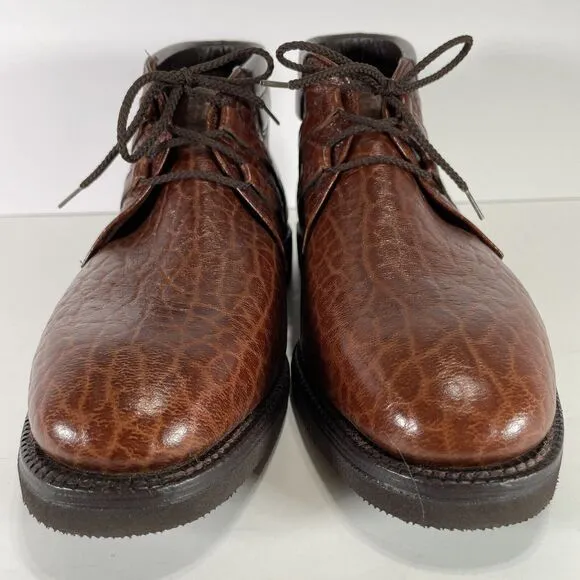 VINTAGE Allen Edmonds ALPINE Men’s 9 C Brown Embossed Lace Up Ankle Boot Vibram