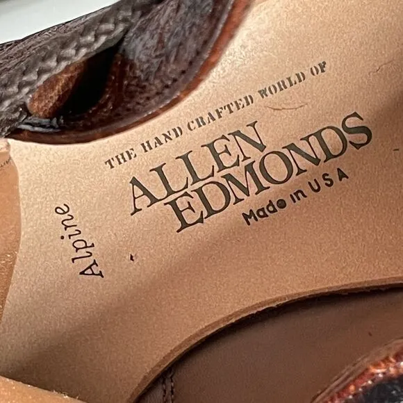 VINTAGE Allen Edmonds ALPINE Men’s 9 C Brown Embossed Lace Up Ankle Boot Vibram
