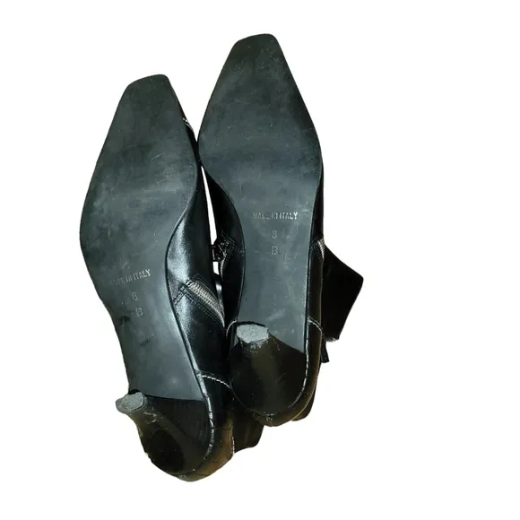 Vintage Amalfi Leather Boots 8 Crocodile print toe white black 2 zippers