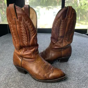 Vintage Boulet Cowboy Boots Mens Size 8 Brown Leather Western Made In Canada