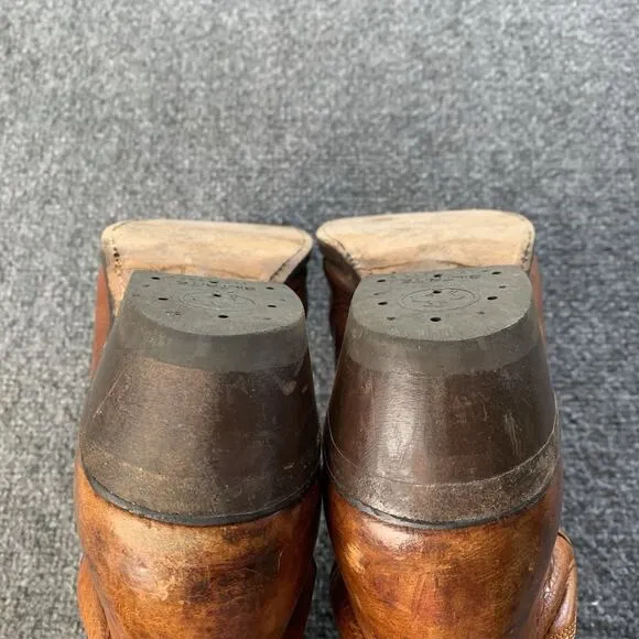 Vintage Boulet Cowboy Boots Mens Size 8 Brown Leather Western Made In Canada