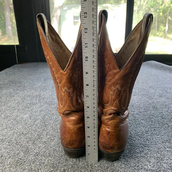 Vintage Boulet Cowboy Boots Mens Size 8 Brown Leather Western Made In Canada