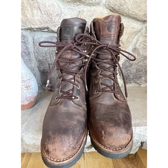 Vintage Carhartt Logger Boot Safety Toe Brown Leather Packer Work 10.5 EE