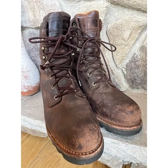 Vintage Carhartt Logger Boot Safety Toe Brown Leather Packer Work 10.5 EE