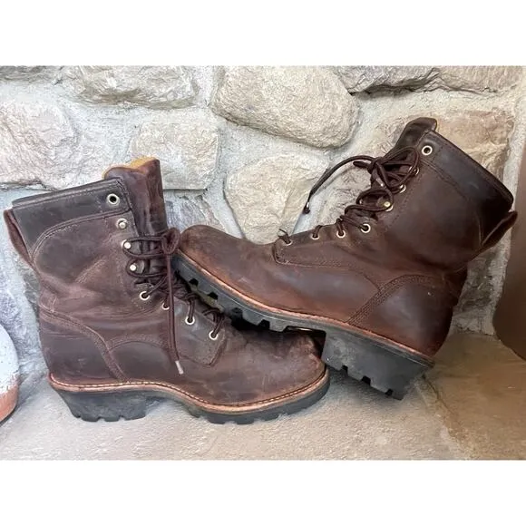 Vintage Carhartt Logger Boot Safety Toe Brown Leather Packer Work 10.5 EE