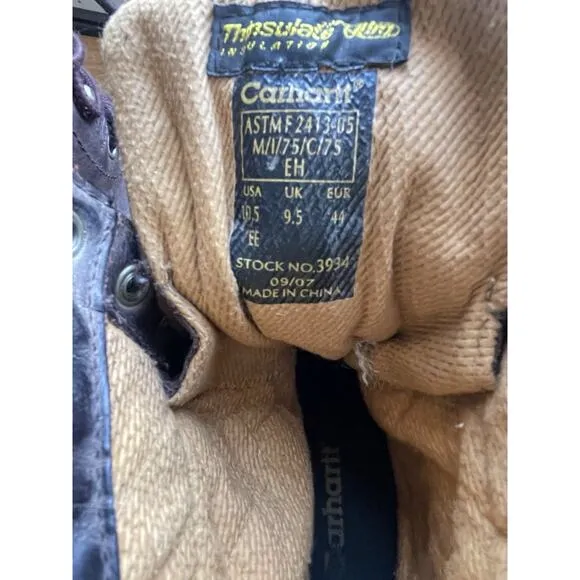 Vintage Carhartt Logger Boot Safety Toe Brown Leather Packer Work 10.5 EE