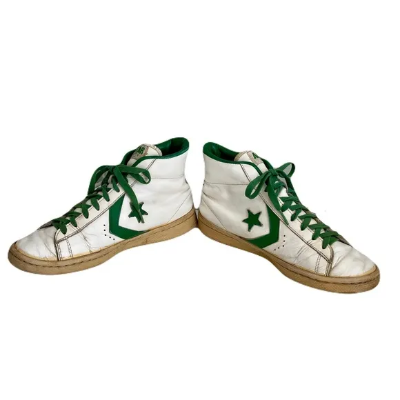 Vintage Converse Green and White ‘Dr. J All Star Pro’ High-Top Sneakers, Size 8